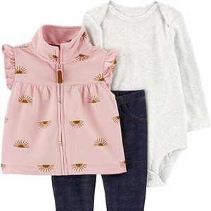 Carter's Baby Girls' 3 Piece Vest Little Jacket Set